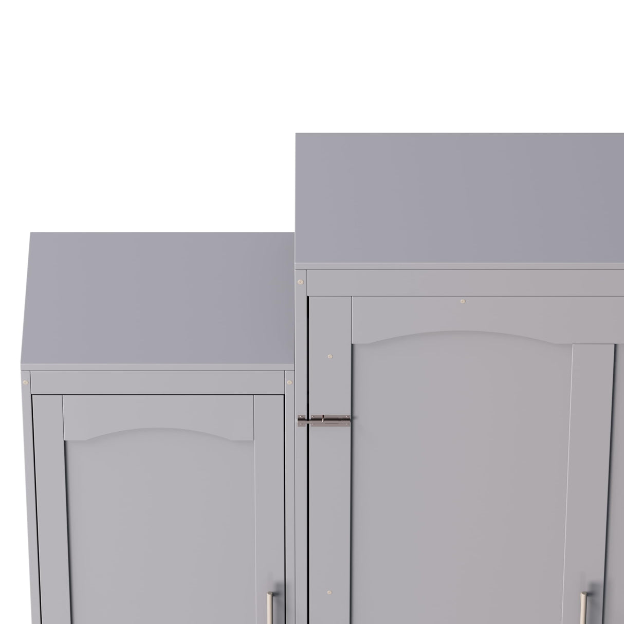 Versatile Wooden Murphy Bed Wall Bed with 2 Wardrobe and Storage Shelf,Foldable Platform Bedframe for Guest-Room Bedroom Study Office Use (Gray#Shelf, Queen) Brabrety