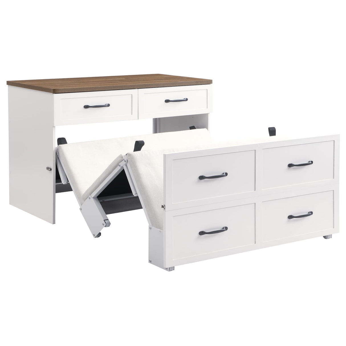 Murphy Bed Cabinet with Mattress Included,76*33 Inches Twin Size Hideaway Bed with Storage for Adults Guests and Kids,Easy Pull out and Folding,White 2 in 1 Small Fold up Space Saving WallBed XIAO WEI