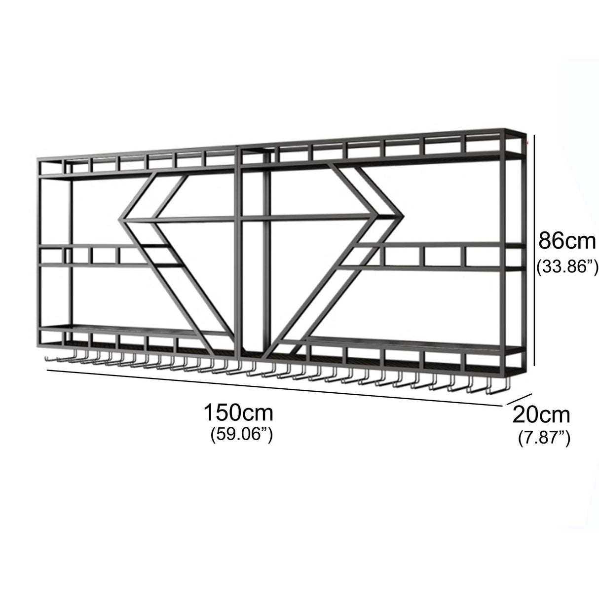 Wine Rack Wall Mounted Bar Shelves with Hanging Wine Glass Holder Rack and LED Light Liquor Bottle Display Shelf Floating Bar Shelves Whiskey Shelf Kitchen Wall Cabinet for Home Bar Cafe Dining Room ( JOSIAHCQ