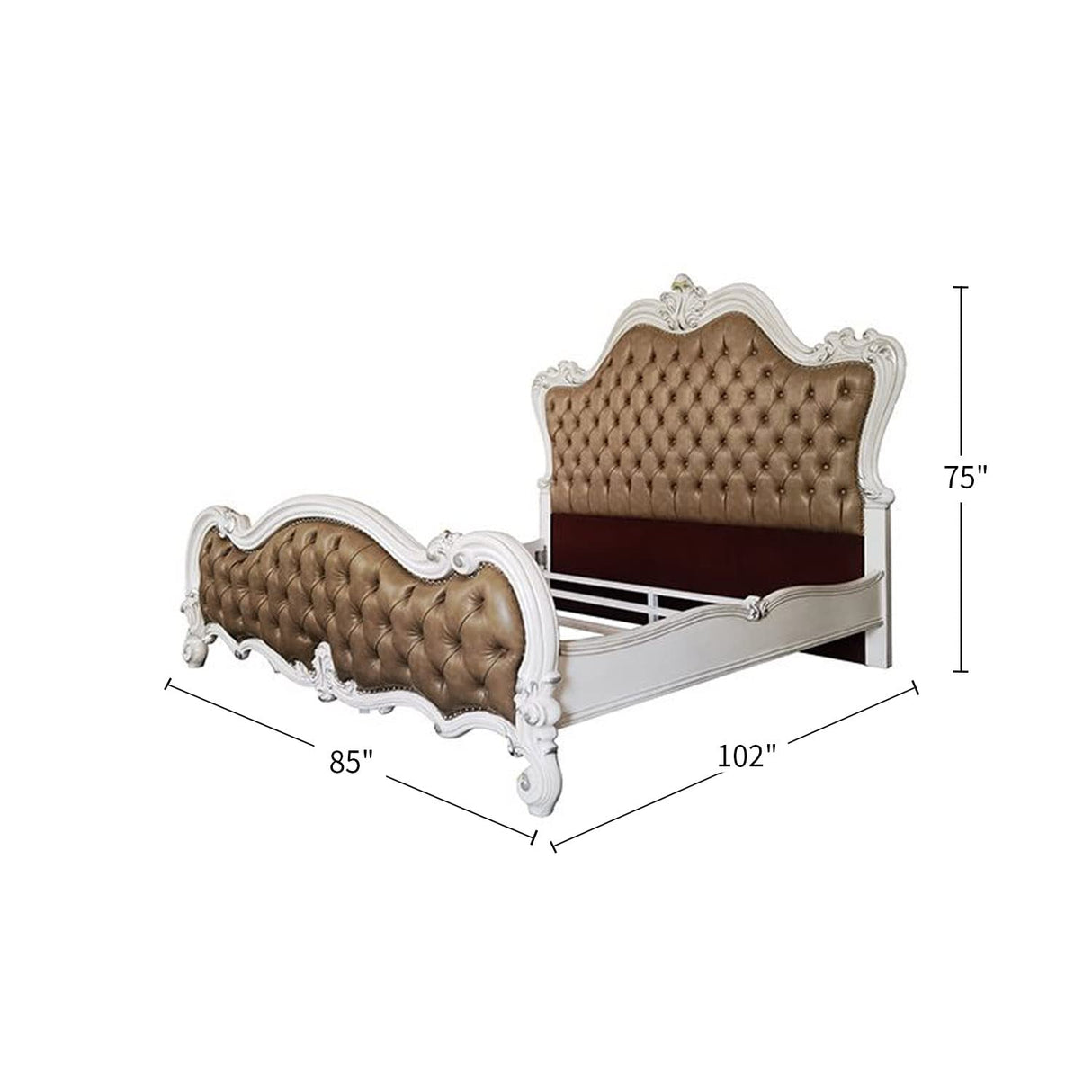 Acme Versailles II California King Bed in Vintage Gray Polyurethane and White ACME Furniture