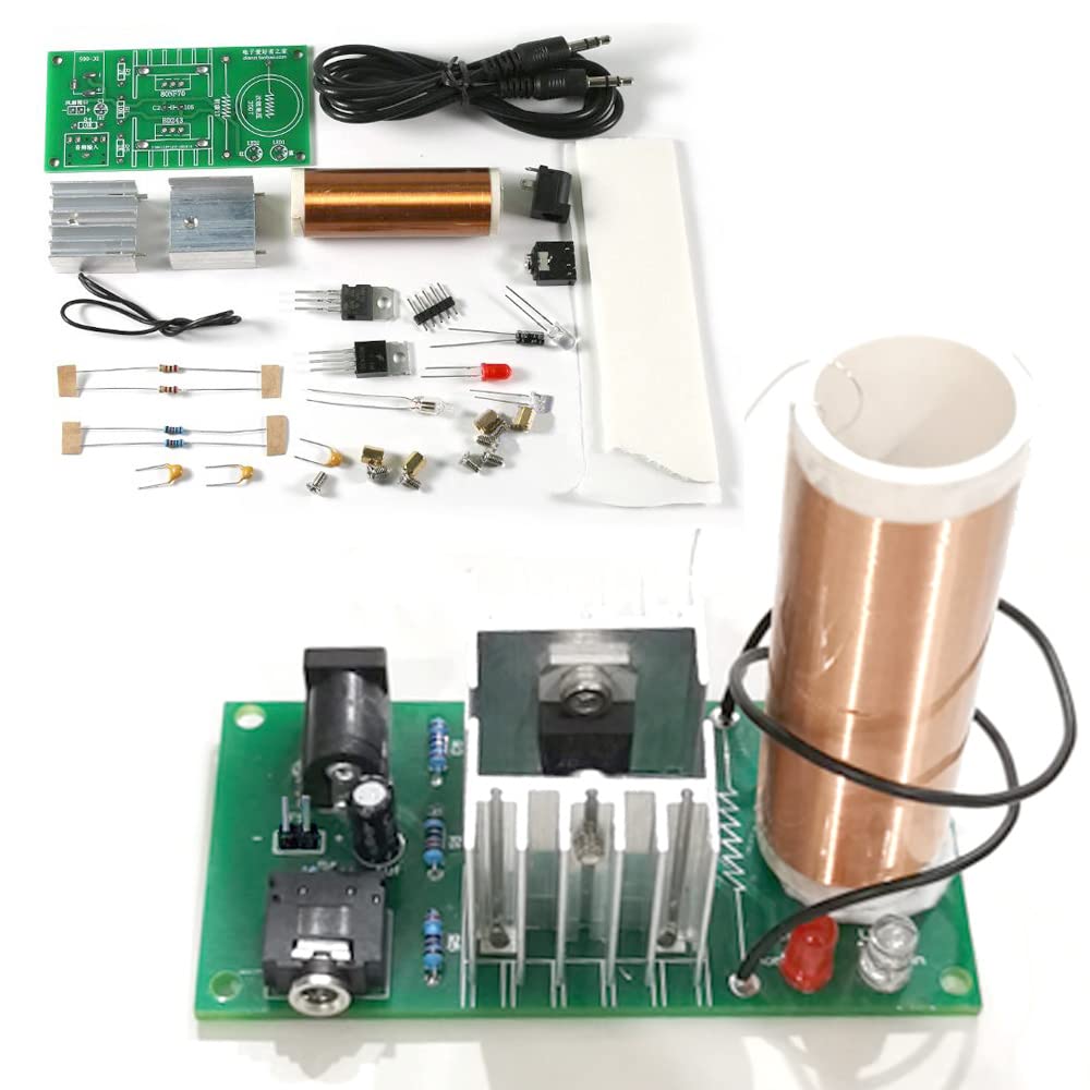 ISolderStore DIY Mini Tesla Coil Kit 15W Electronic DIY Kits Mini Music Tesla Coil Plasma Speaker Soldering Practice Kit DIY Soldering Project for Teens Kids Adults Thanksgiving Xmas Gift ISolderStore
