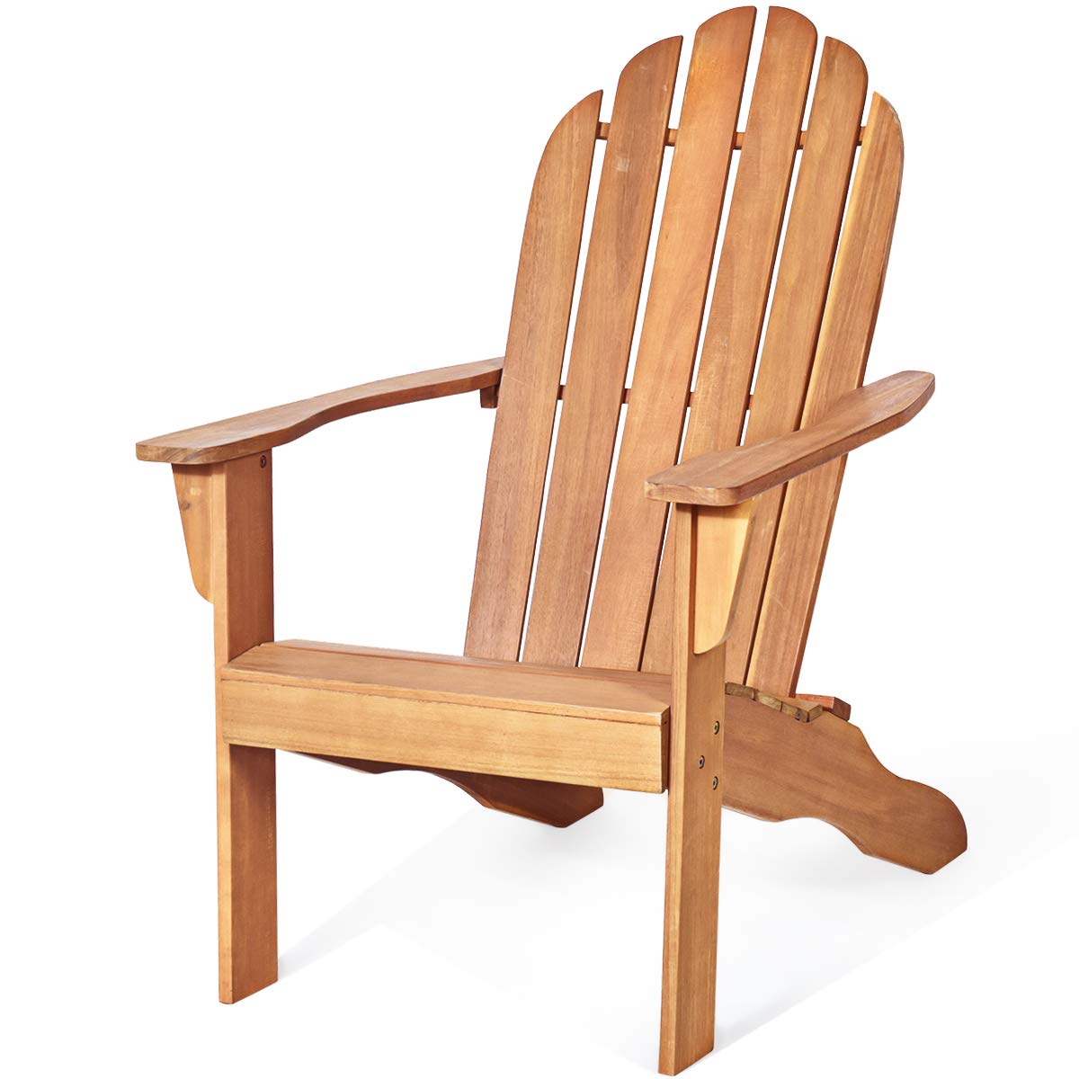 RELAX4LIFE Adirondack Chair, Acacia Wood Adirondack Lounge Chair, Weather Resistant Outdoor Chair for Patio Garden Yard Porch Deck, 350 LBS Weight Capacity, Wooden Fire Pit Chairs (1, Natural) RELAX4LIFE