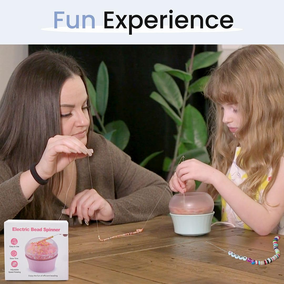 Clay Bead Spinner for Jewelry Making Necklace Bracelet Maker Machine - Electric Bead Spinner Kit with 2 Big Eye Needles & Accessories Friendship Cute Trendy Unique Waist Beads Birthday Gifts - Blue SHOP LC DELIVERING JOY