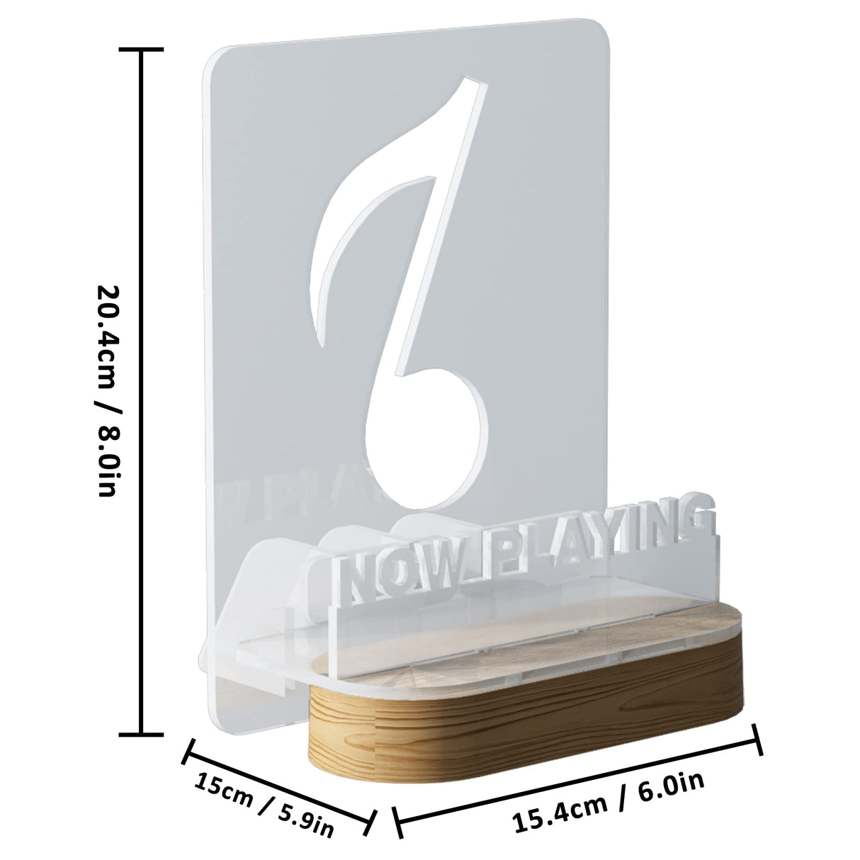 YuanDian Light up Now Playing Vinyl Record Stand, Now Spinning Record Stand, Wooden Acrylic Holder for Vinyl Album Display Storage, Vinyl Record LED Display Storage Collection Holder with USB Powered YuanDian