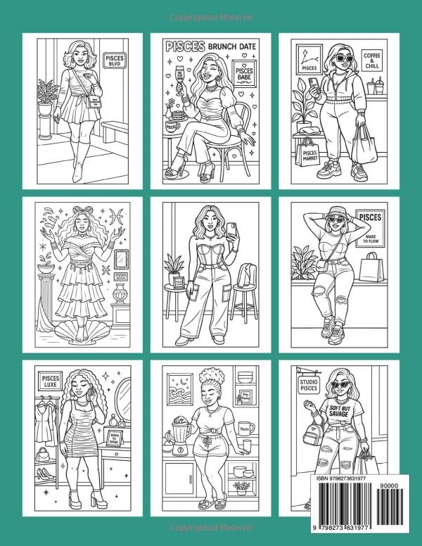 Baddie Zodiac Coloring Book — PISCES EDITION: Dreamy, intuitive, and effortlessly magnetic — just like Pisces. Majosta