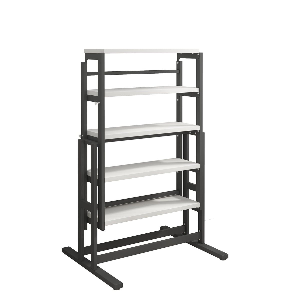 RELAHOGAR Convertible Dining Table, Multipurpose Mahogany Storage Shelf, 2 in 1 Bookshelf to Kitchen Table, Space Saving Transformer Shelf Table for Dining Room, Living Room, White RELAHOGAR