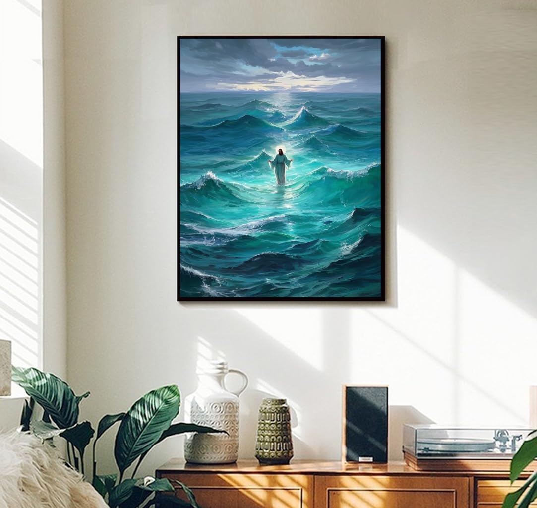 ACANDYL DIY Paint by Numbers Kit for Adults Beginner Paint by Number for Adults Jesus Canvas Painting by Number DIY Acrylic Oil Painting on Canvas Arts Craft Decoration God Bless You 16x20 Inch ACANDYL