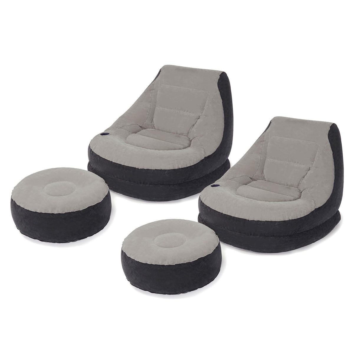 Intex Inflatable Ultra Lounge Chair With Cup Holder And Ottoman Set (2 Pack) Intex