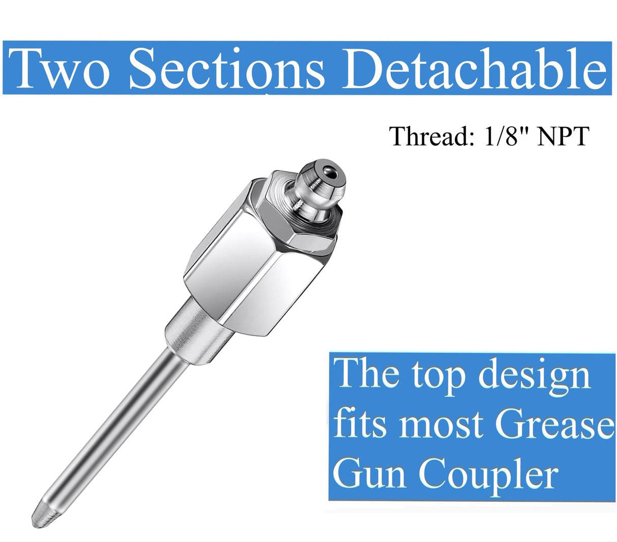 OKYOUK World's Smallest Grease Gun Coupler (Only 0.53 ") with Cleaning Tool, High Pressure Quick Release Grease Tips,Fit All 1/8" NPT Manual/Electric Grease Gun, for Greasing Locks onto Zerk Fittings OKYOUK