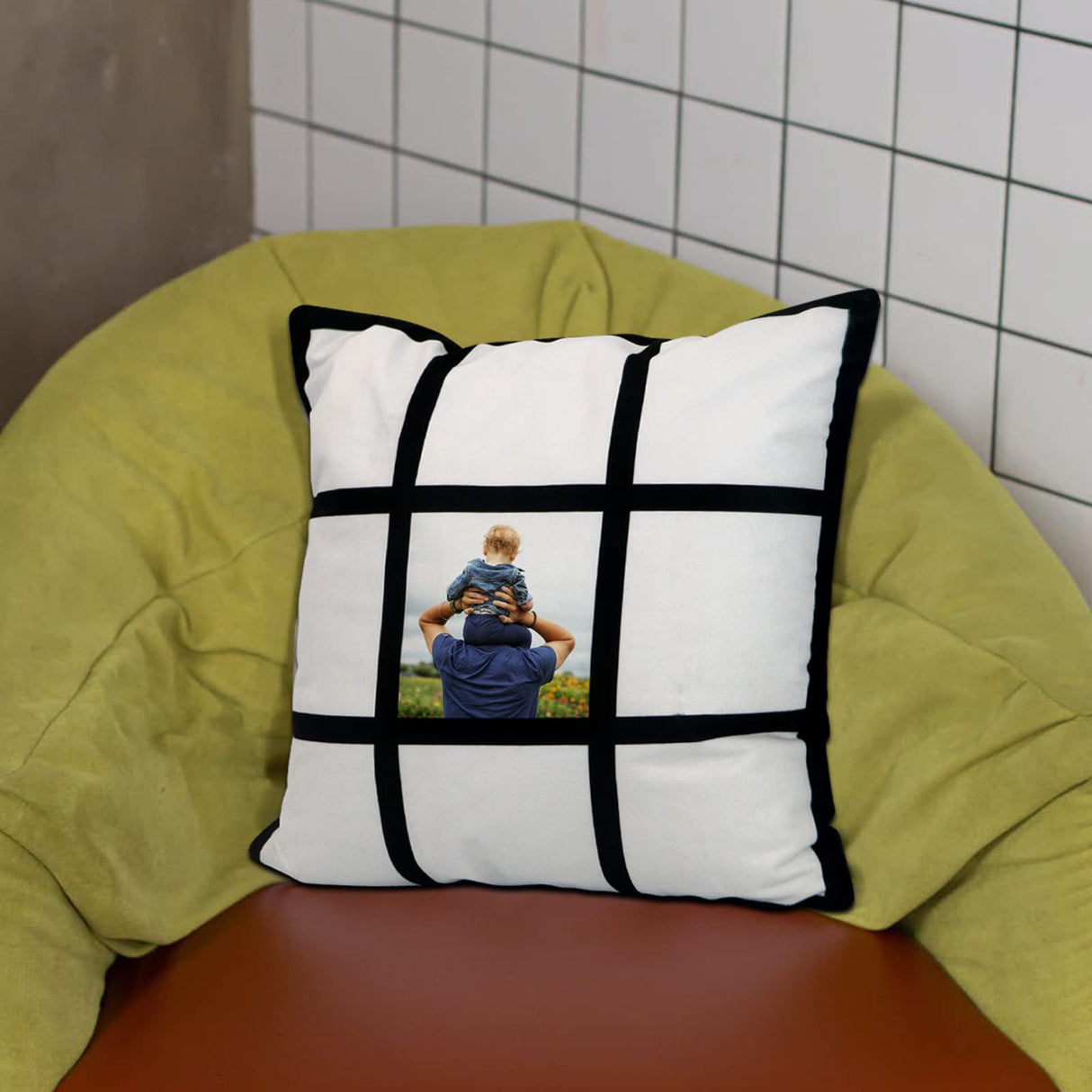 MAIKESUB 4 Pcs Sublimation Blank Lattice Pillow Cases Cushion Cover Throw Pillow Covers for Sublimation Printing 15.7 x 15.7 Inch with Invisible Zippers DIY No Pillow Insert 9 Panel MAIKESUB