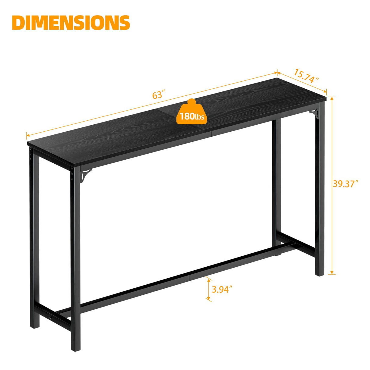 APPOLYN 63" Black Bar Table - Sleek High Top Dining & Pub Table for Stylish Interiors APPOLYN