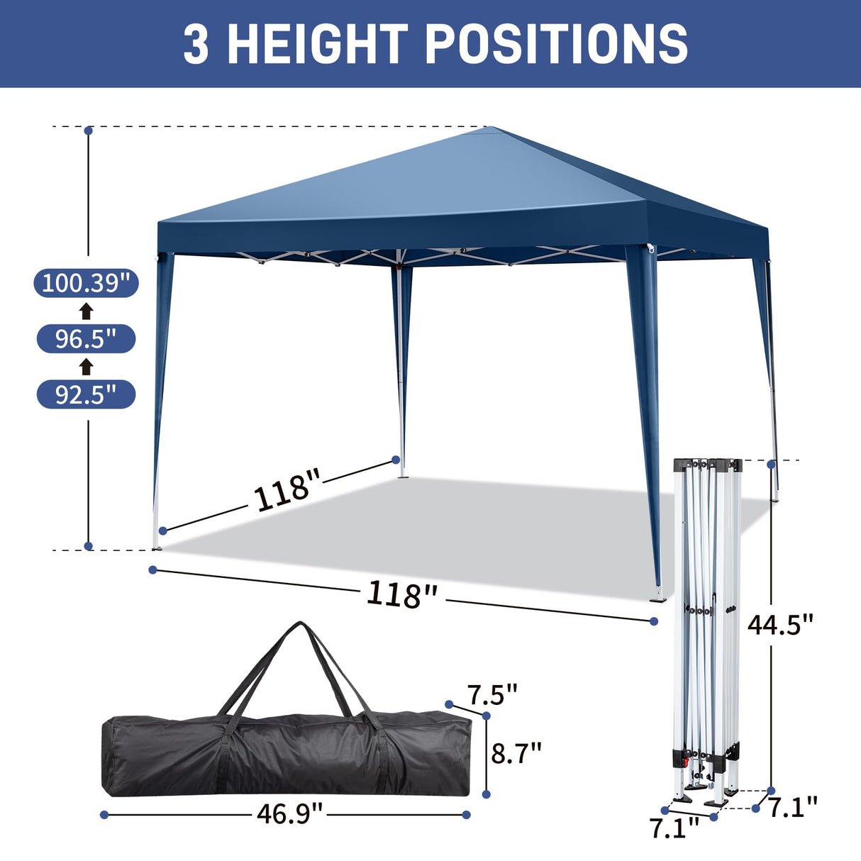 VINGLI 10x10 Pop Up Canopy Tent with Sidewalls, Outdoor Gazebo Canopy Tent, Patio Event Tents Outdoor Commercial Canopy for Parties (Blue) VINGLI