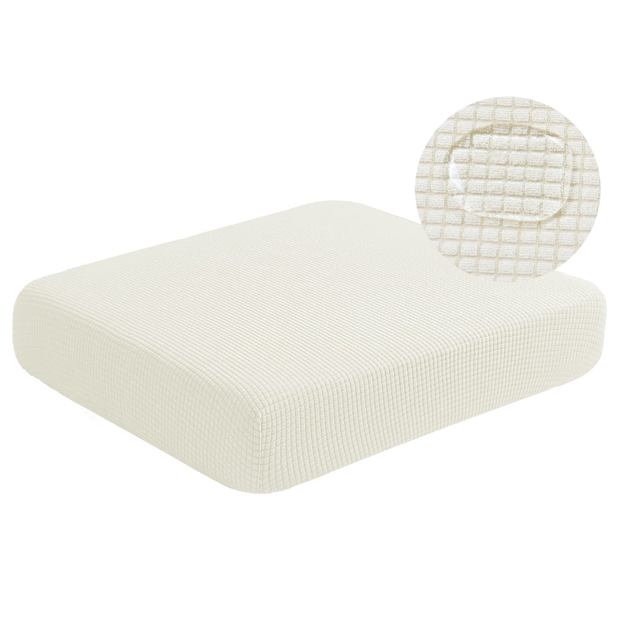 NC HOME Water Resistant Sofa Seat Cushion Covers Couch Cushion Slipcover, RV Dinette Cushion Covers Stretch Furniture Protector for Kids, Pet (Loveseat Cushion, Creamy White) NC HOME