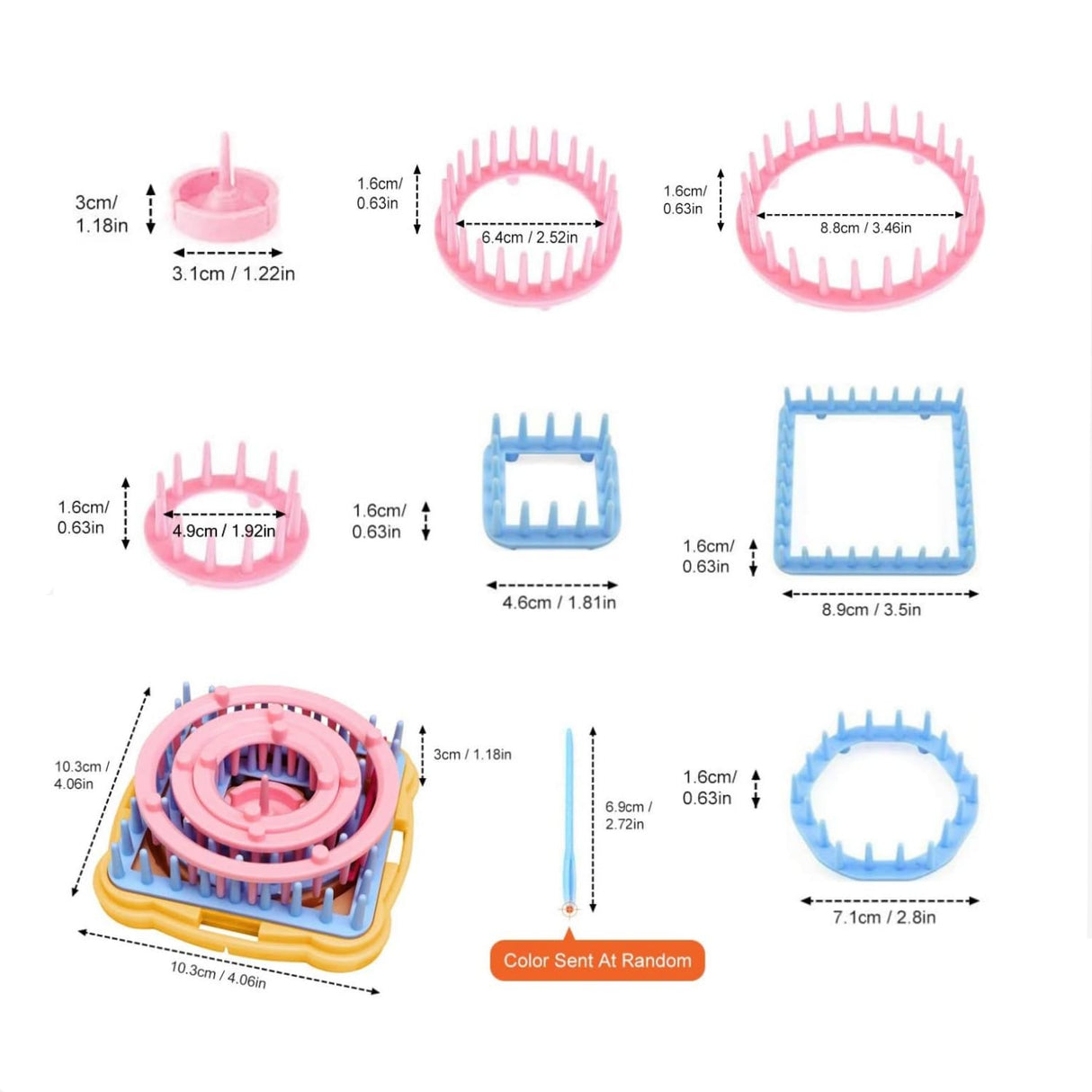 Ayasee Weaving Loom Kit, Flower Knitting Loom Kit, Frame Looms, Knitting Wool, Round/Square Knitting Looms Craft Kit Multi Color (Flower Maker) Ayasee