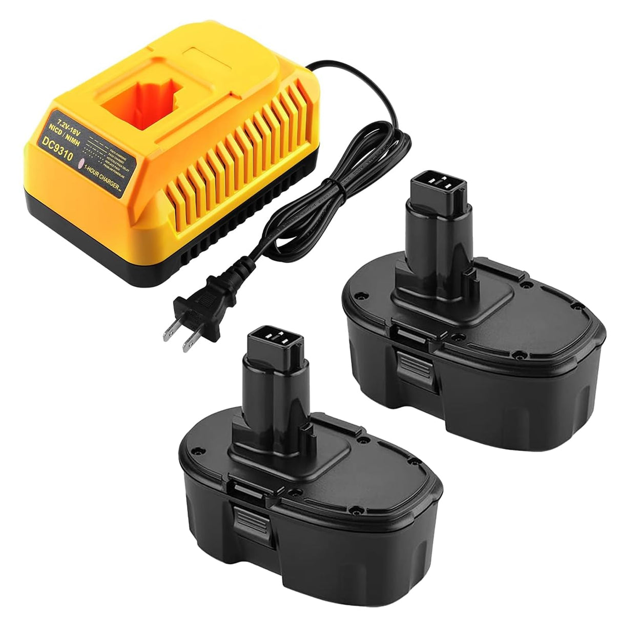 energup 2Pack 18V 4.5A Replacement Dewalt 18V XRP Battery DC9096 DC9099 DC9098 DW9099 DW9098 Dewalt 18Volt Batteries, with DC9310 Dewalt Charger for Dewalt 7.2-18V 18V Dewalt Battery Charger energup