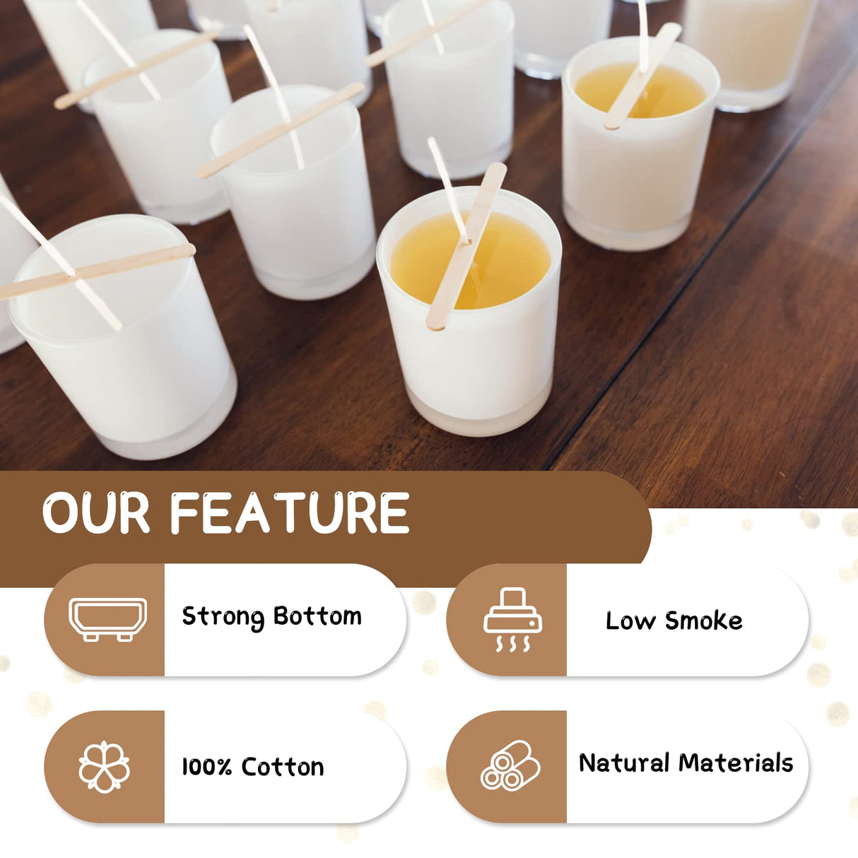 JEAWIWI Candle Wicks for Candle Making 120 Pcs with 120 Pcs Wick Stickers and 10 Pcs Candle Wick Holders, Cotton Candle Wick for Soy Wax, Beeswax, Coconut Wax JEAWIWI