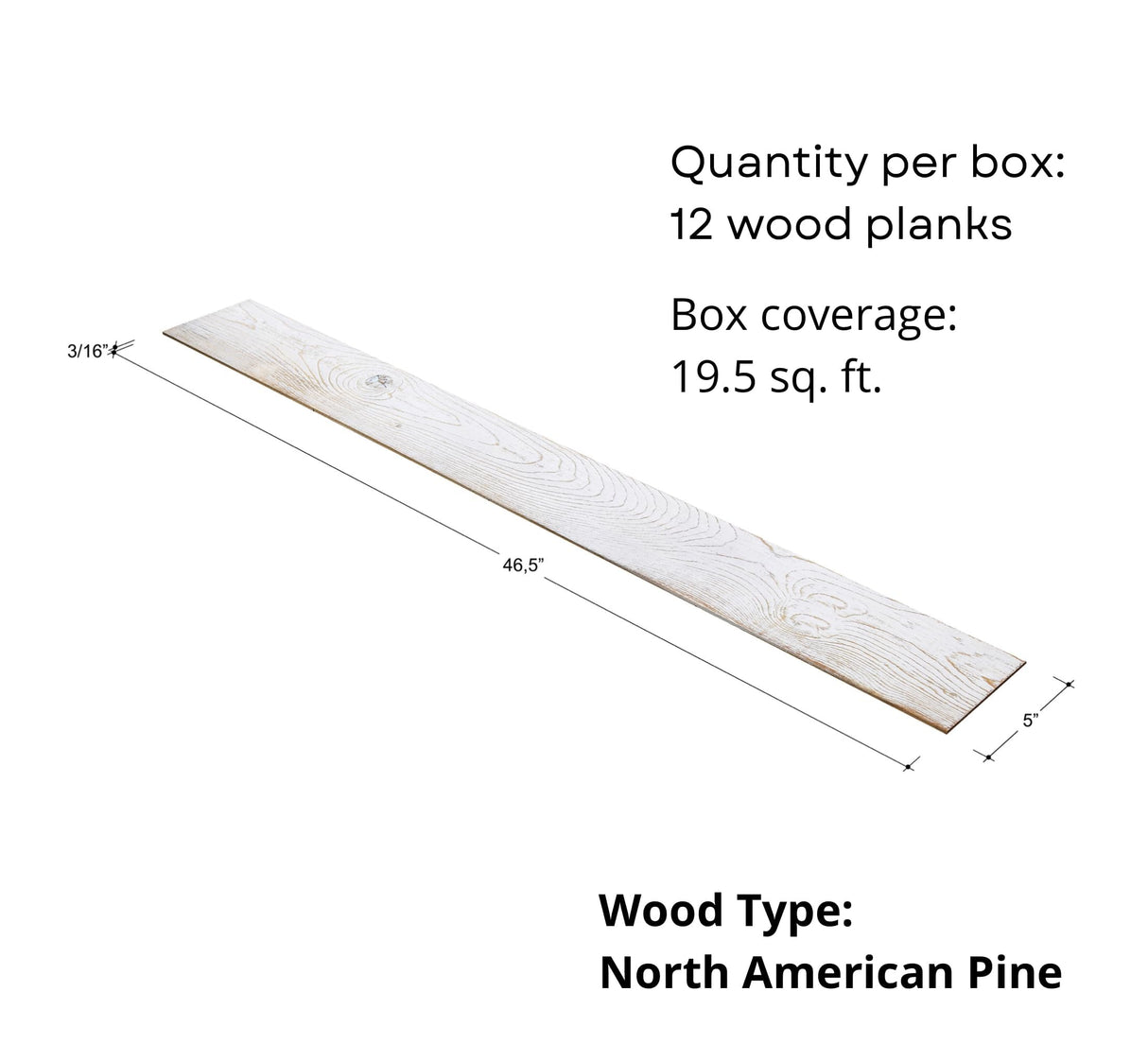 WoodyWalls Peel and Stick Wood Planks, Whitewash Shiplap Wall Panels, Real Wood Wall Panels for DIY Accent Walls & Ceilings (19.5 sq. ft. per Box) White Washed Woody Walls