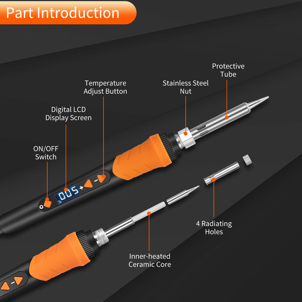 Soldering Iron Kit, 68W 12-in-1 Soldering Kit for Electronics LCD Soldering Tool Adjustable Temperature 392-932℉ Soldering Gun, with 5PCS Soldering Tips, Wire, Sponge, Stand, Flux, Pump and Paste K KERNOWO