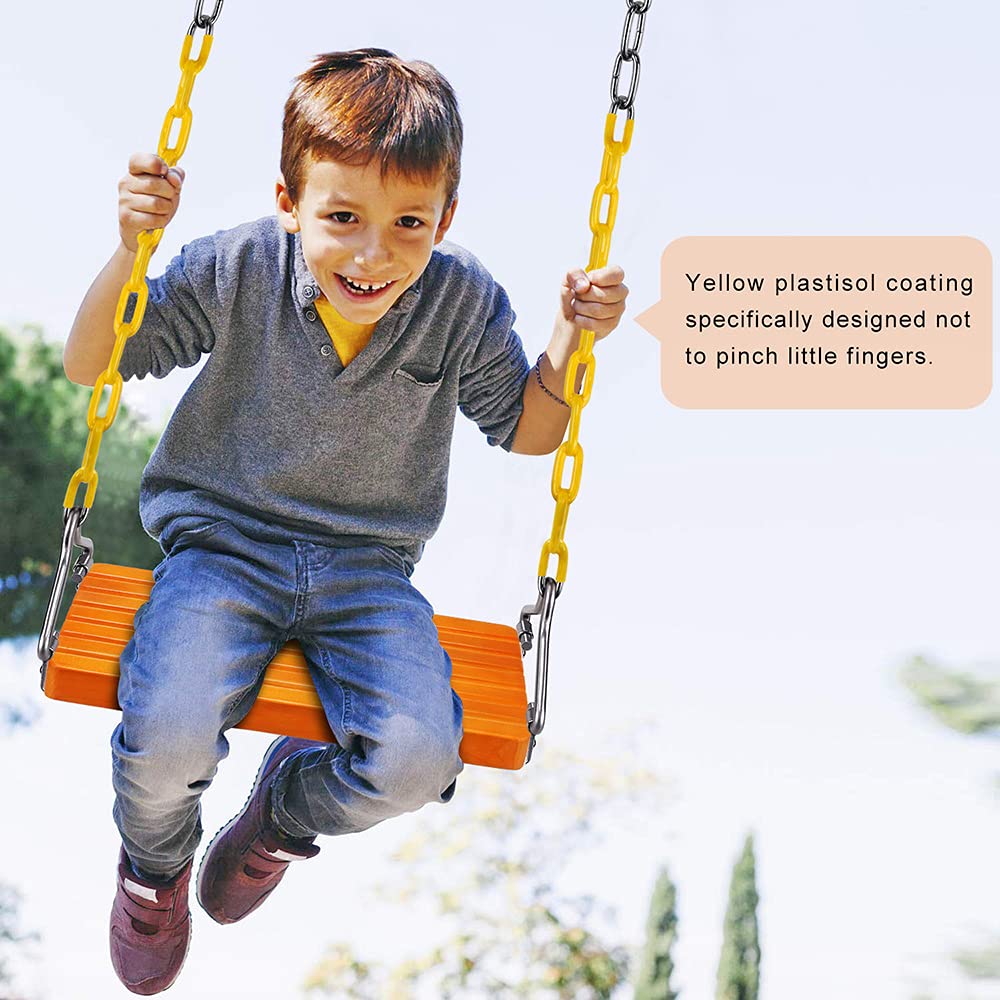 SELEWARE Wooden Swing Set, Wood Tree Swing Seat with Chain, Wood Swing Set Seat Accessories for Adult Kid Indoor Outdoor Playground Backyard SELEWARE