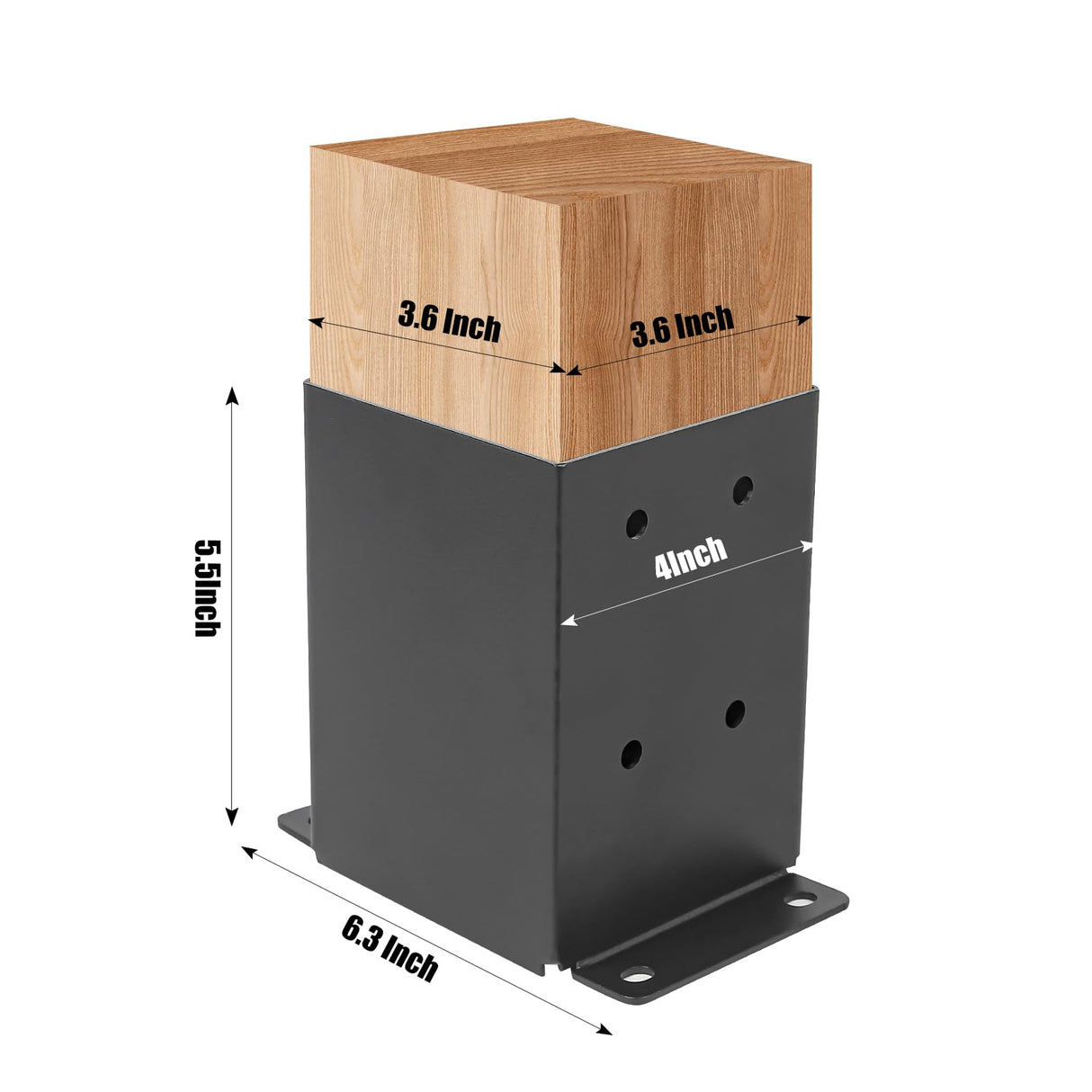 Nrspp 4x4 Post Base 4 Pcs,(Inner Size3.5"x3.5")Wood Fence Pergola Post Bracket , Black Powder Coated Post Anchor,Deck Post Base Support Base Plate Pergola Brackets Fence Kit Nrspp