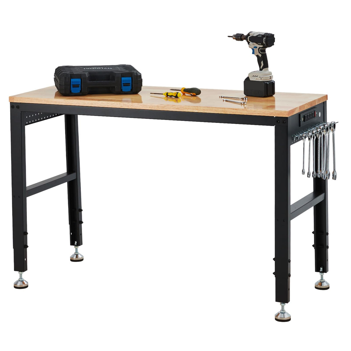 GarveeTech Adjustable Workbench 60"x20", 2000 lbs Load Capacity, Height Adjustable 29.5"-38.4", Ideal Heavy-Duty Garage Worktable with Built-in Power Outlet for Home, Office & Workshop GarveeTech