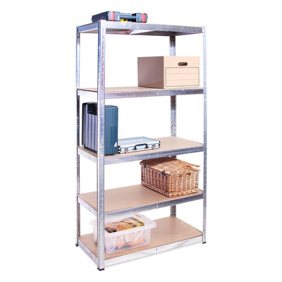 Garage Shelving Units: 71 x 35 x 18 inches | Heavy Duty Racking Shelves for Storage-1 Bay, Galvanised Steel 5 Tier (400 lbs Per Shelf), 2000 lbs Capacity | For Workshop, Shed, Office | 5 Year Warranty