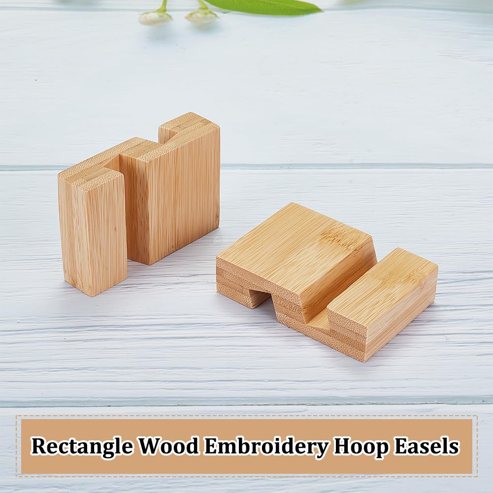 OLYCRAFT 4Pcs Embroidery Hoop Wooden Base Embroider Hoop Base 2.1x3.1 Inch Embroidery Hoop Easels Rectangle Embroidery Display Stand Cross Stitch Hoop Accessories Decor OLYCRAFT