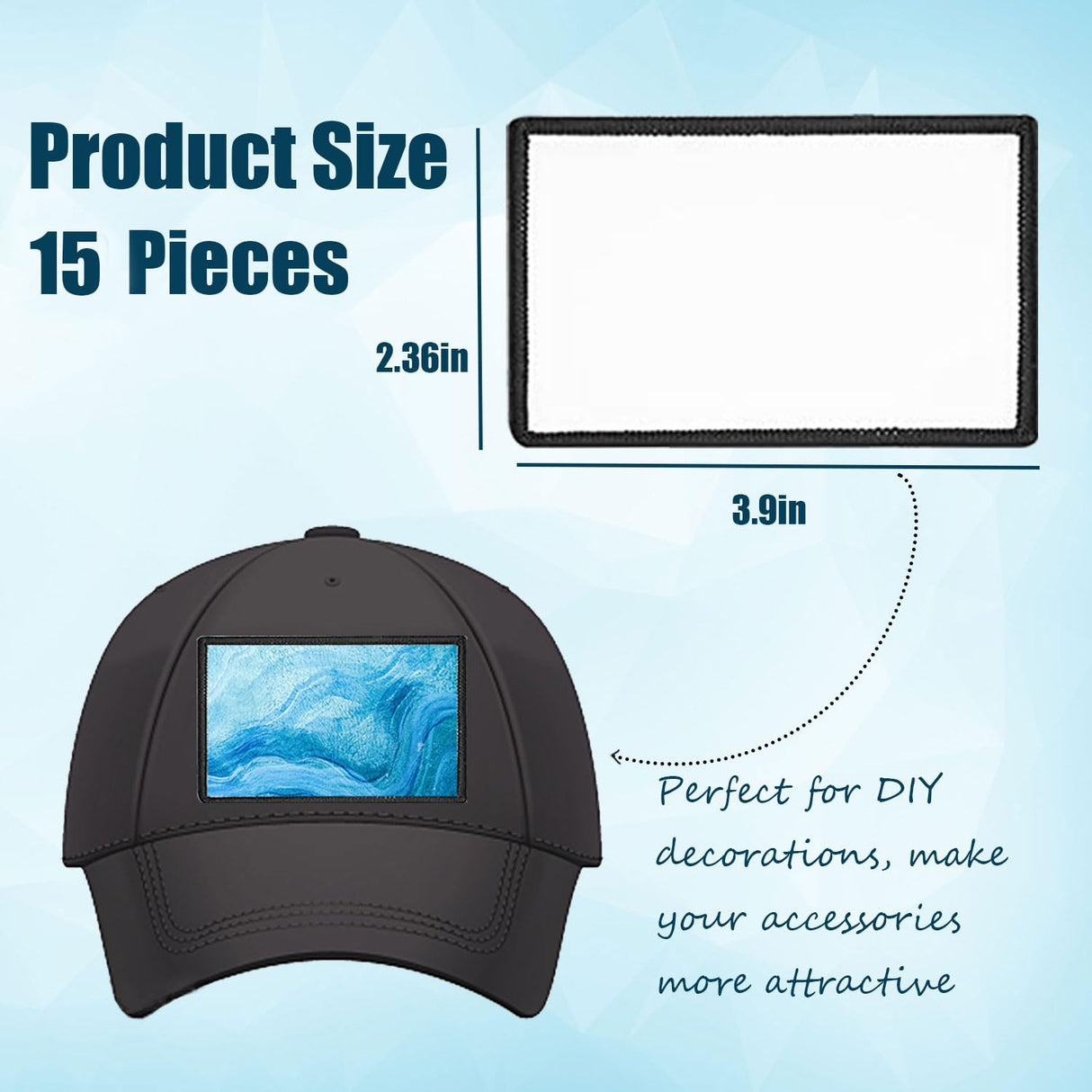 15 Pieces Blank Sublimation Patches Fabric Iron-on Patch Repair Patches Decorative Patches for DIY Crafts, Hats Clothes Uniforms Shoes Bags Backpacks (Rectangle) BOYIVI