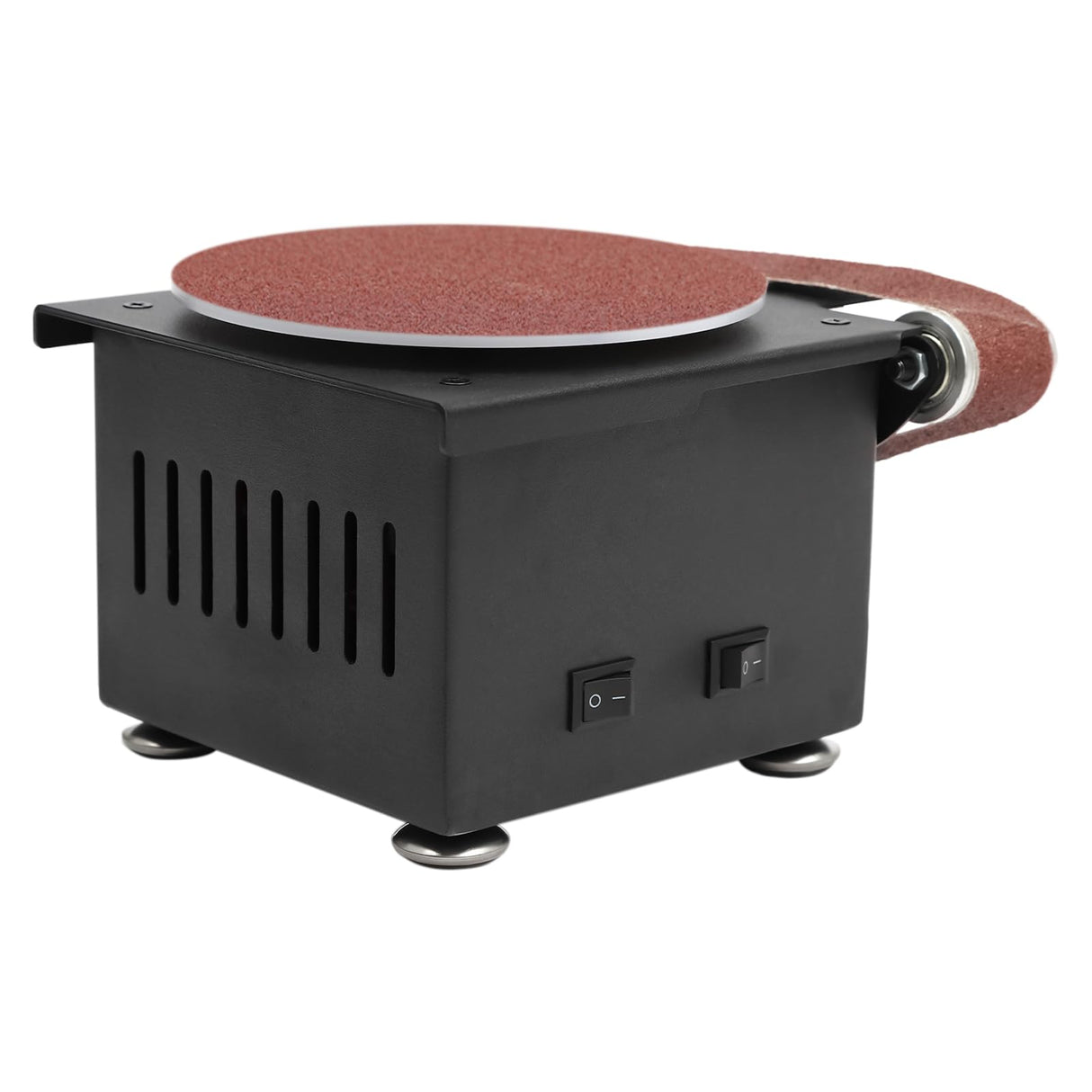 AGULIUM 6-Inch Mini Disc Sander, 7 Speed Adjustable Bench Belt Sander Grinder, Electric Tabletop Belt Sanders for Metal Wood Knife Steel Iron Plastic Working, 100W 110V AGULIUM