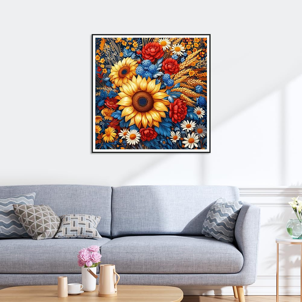 Acudotr Diamond Painting Kits for Adults, 5D DIY Sunflower Diamond Art Kits for Beginners, Full Drill Diamond Painting Kits for Home Wall Decor, 12x12 Inch Acudotr