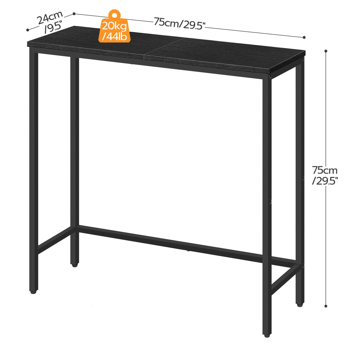 HOOBRO Narrow Console Table, 29.5" Small Entryway Table, Thin Sofa Table, Side Table, Display Table, for Hallway, Bedroom, Living Room, Foyer, Black BK75XG01 HOOBRO