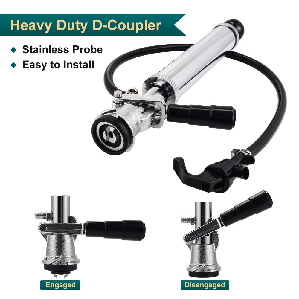 FERRODAY 4" Beer Keg Tap Heavy Duty Complete D-System Keg Pump US Beer Keg Pump for Sankey Keg Party Pump Picnic Keg Tap Keg Hand Pump Draft Beer Kegerator Pump Easy Lock 4 Inch Keg Pump Soda Pump Ferroday