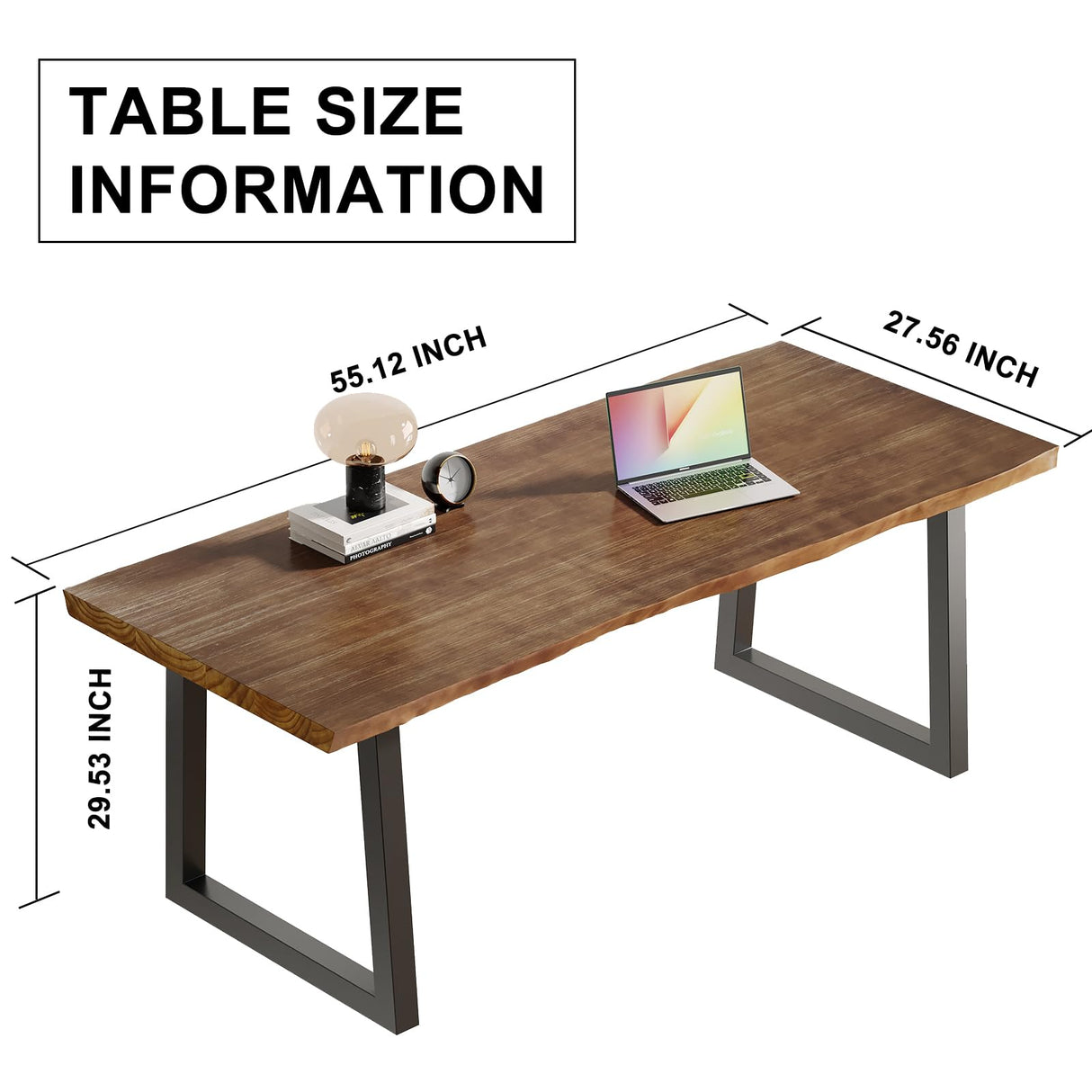 Sihtengxxhongs Solid Wood Computer Desk,Rustic Style 55-inch Large Office Desk- Modern Gaming Working for Home Office, Modern Simple Design, Ideal for Study, Writing, Dining Sihtengxxhongs