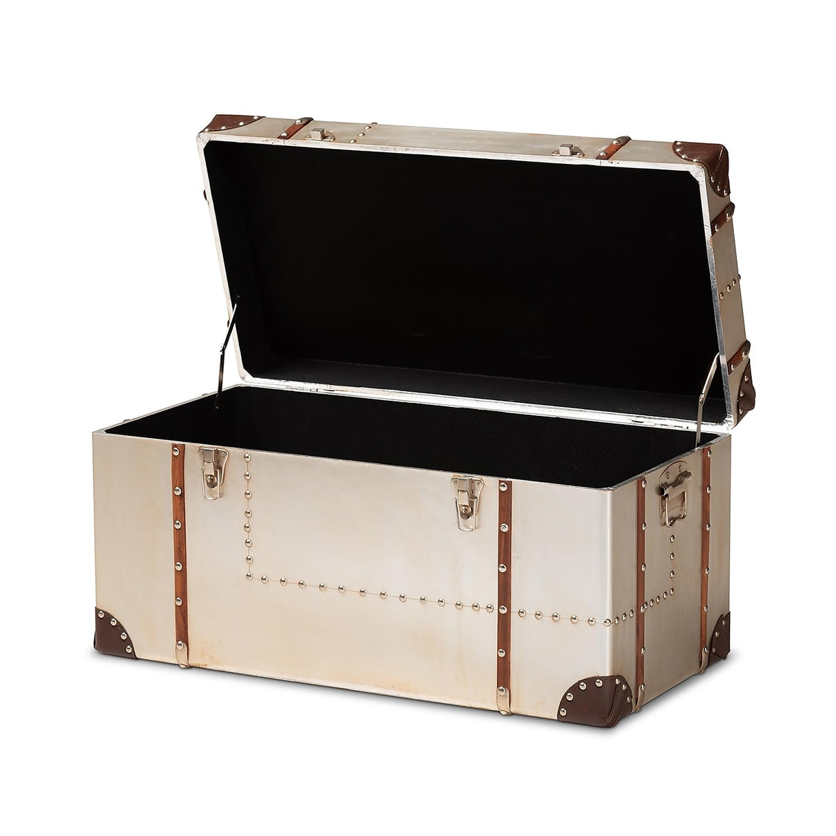 Baxton Studio Bechet Storage Trunk, Silver Baxton Studio