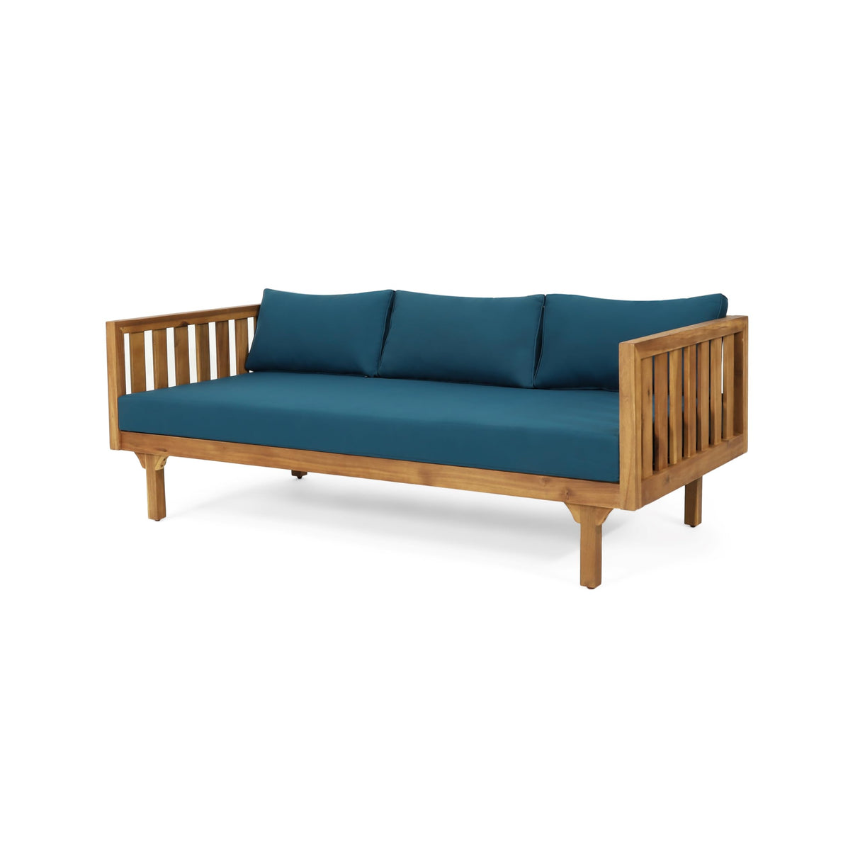 Christopher Knight Home Claremont Outdoor 3 Seater Daybed with Cushions - Acacia Wood - Teak/Dark Teal Christopher Knight Home