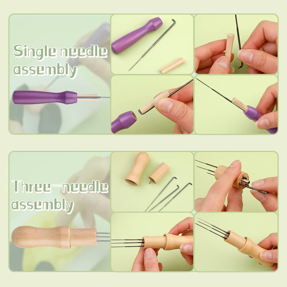 228 Pcs Needle Felting Kit Wool Felting Tools for Beginner 50 Colors Wool Roving Starter Felting Kit with Felting Needles Foam Mat Needle Felting Supplies Storage Bag for DIY Craft Making JUPEAN