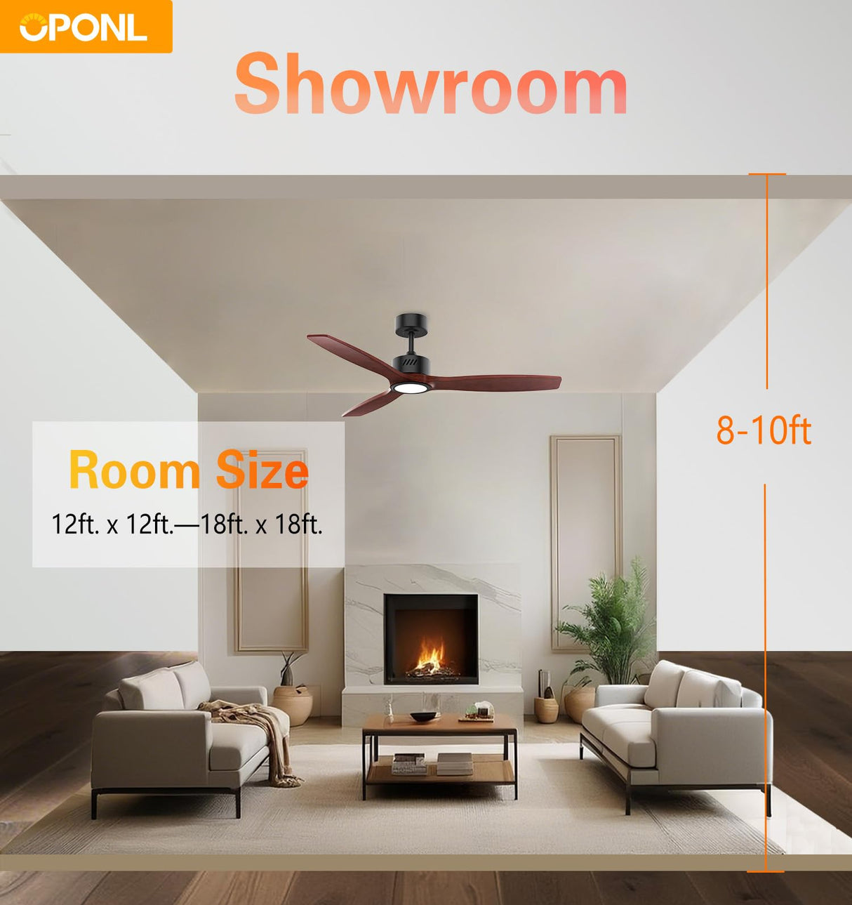 OPONL Natual Solid Wood Ceiling Fan with Light 52 Inch, Low Profile, Remote Control, Downrod Mount, Noiseless, Reversible, 6CCT, Dimmable, 6 speeds, Timeable, Ceiling Fans with Lights for Living Room OPONL