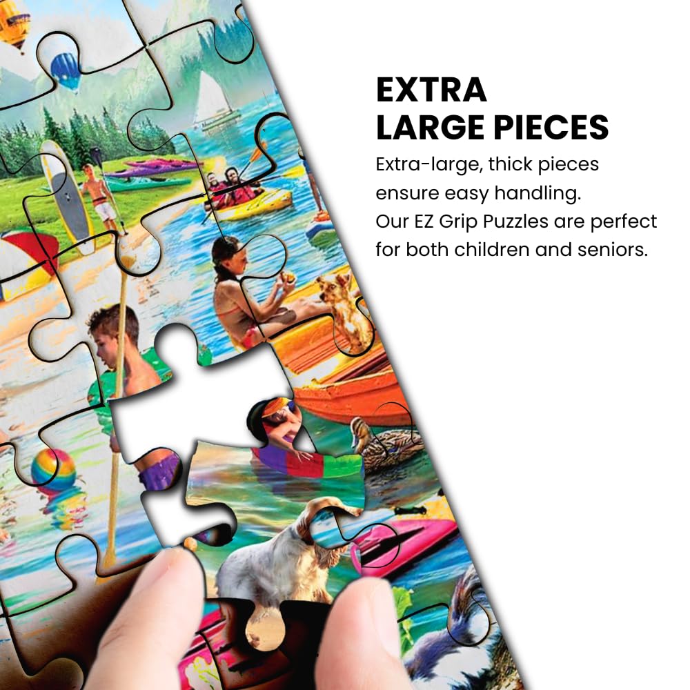 MasterPieces - 300 Piece Jigsaw Puzzle, Large EZ Grip Shapes, Pine Valley Camp, Fun for Adults, Seniors, Family, Kids, Non-Glare Finish, 18"x24" Masterpieces