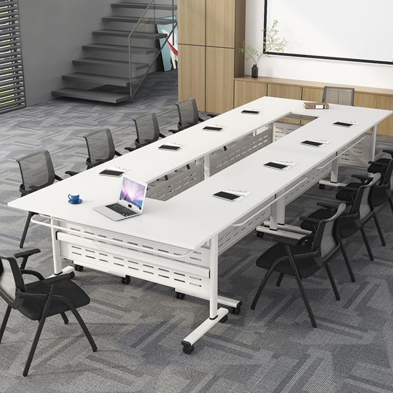 Oppiiwee Folding Conference Room Table, Mobile Training Table with Wheels, Flip Top Rolling Seminar Meeting Table for Office,Meeting Room,classr (Black, 47×16×30in) Oppiiwee