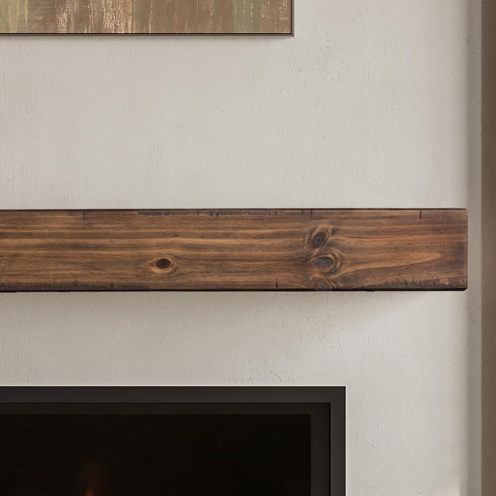 MANTELSDIRECT Dakota 48 Inch Pine Wood Floating Fireplace Mantel Shelf - Mocha Brown | 9" Depth - Beautiful Wooden Rustic Mantel for Fireplaces, Living Rooms, Electric Fireplaces, and Below TVs MANTELSDIRECT
