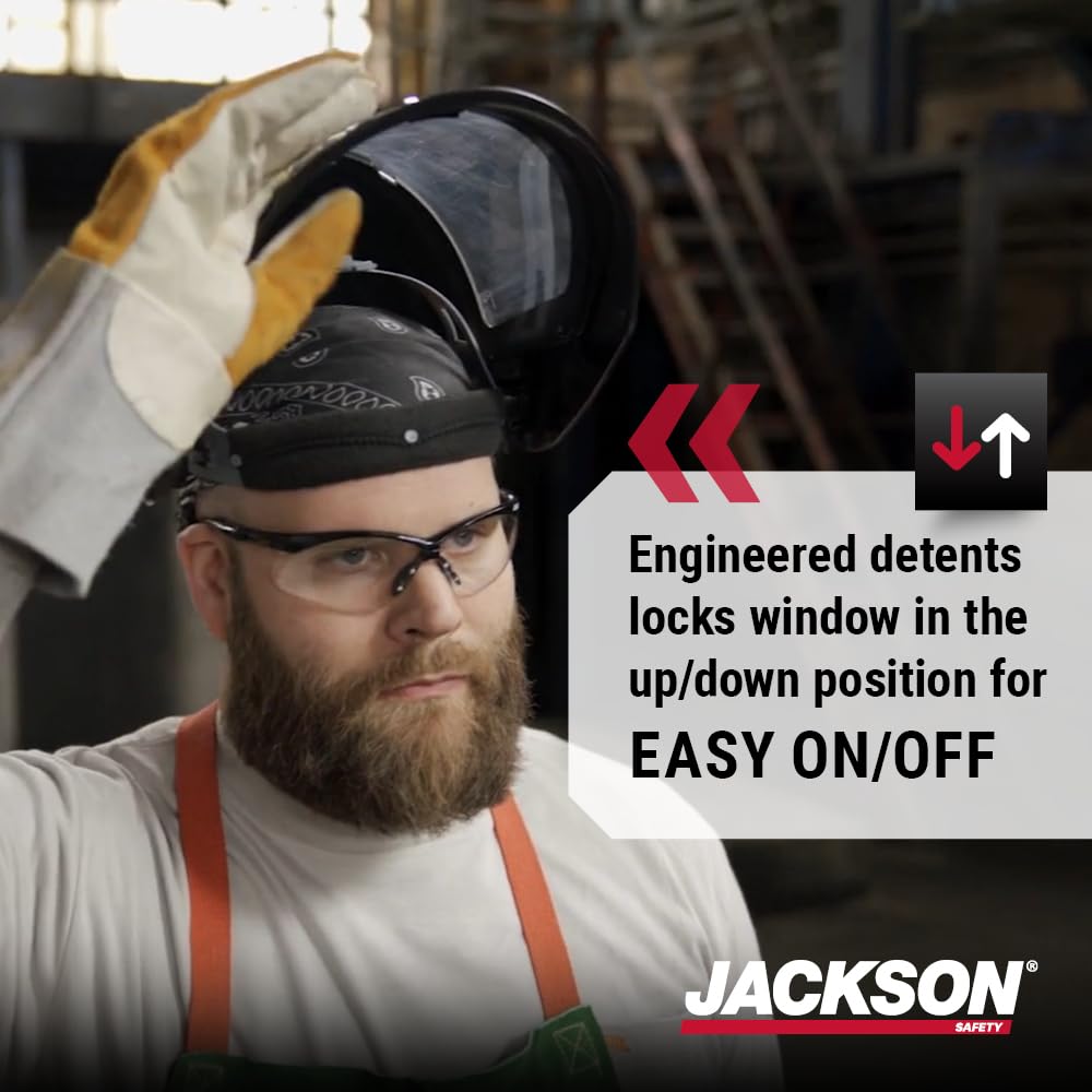 Jackson Safety Lightweight MAXVIEW Premium Face Shield - Mask with 370 Speed Dial Ratcheting Headgear, ANSI Z87.1, for Work, Grinding, Cutting - Anti Fog Coating - Clear Tint Jackson Safety