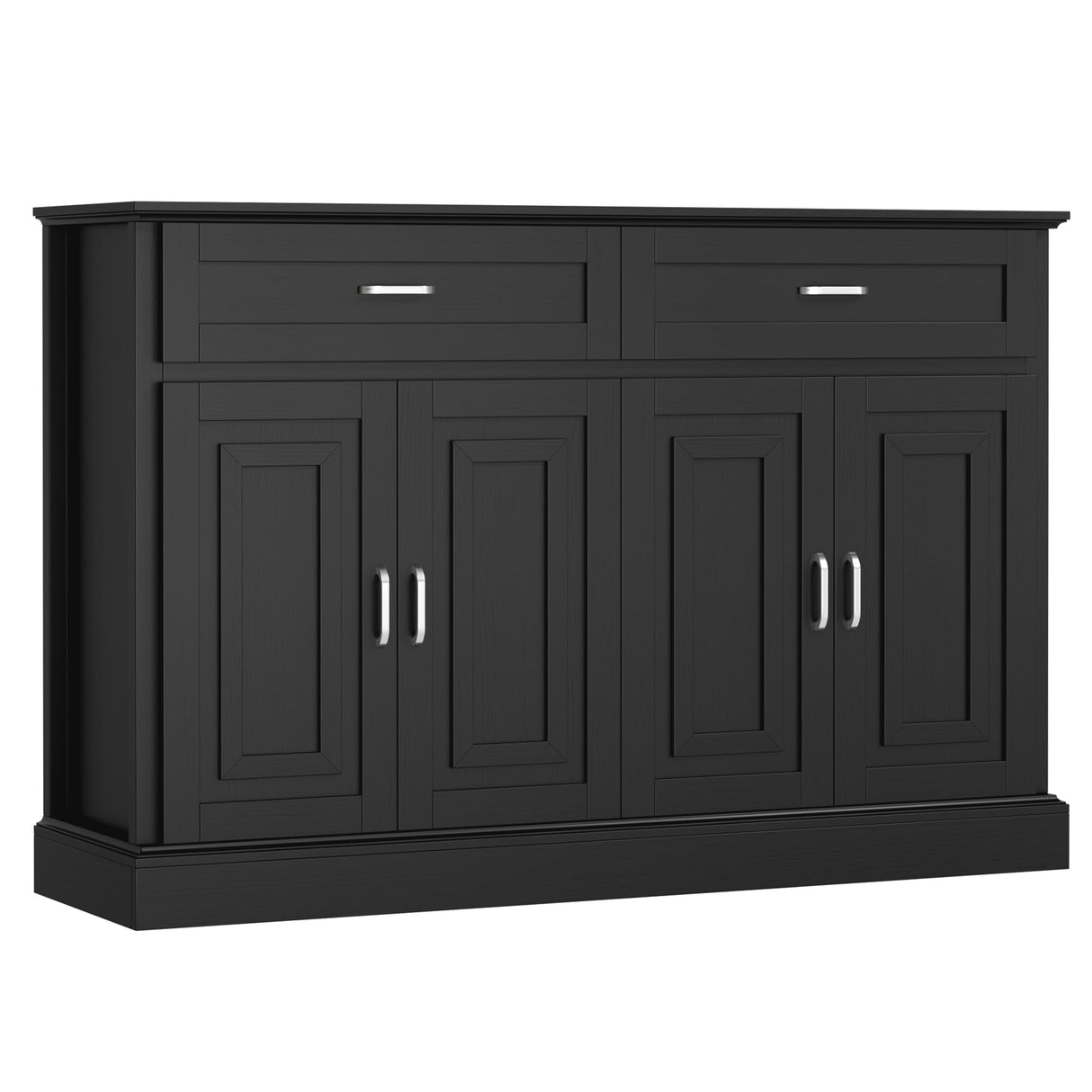 FACBOTALL Sideboard Buffet Cabinet with Storage, 55.1" Large Kitchen Storage Cabinet with 2 Drawers and 4 Doors, Farmhouse Coffee Bar for Kitchen Dining Room, Black FACBOTALL