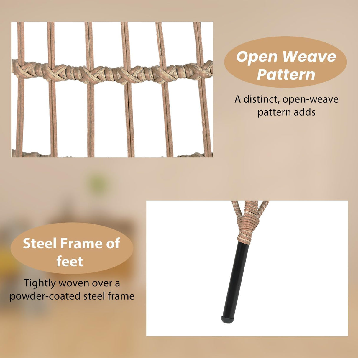 BestMassage Egg Chair Oversized Wicker Egg Chair Outdoor Chair 352lbs Capacity All Weather PE Rattan Patio Chair with Removable Thick Cushions for Balcony Backyard Paito Indoor Outdoor, White BestMassage