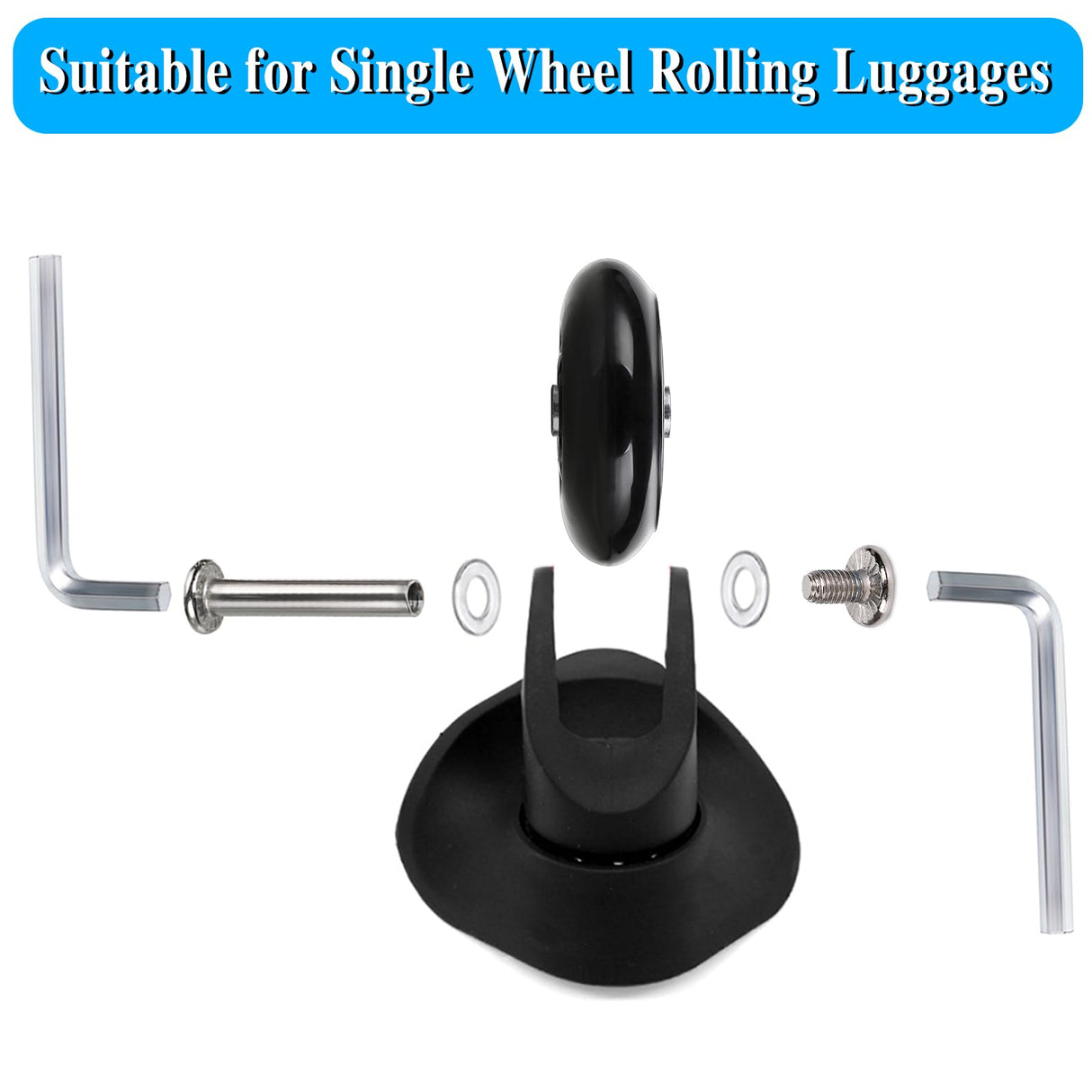 OwnMy 45mm x 18mm Luggage Suitcase Replacement Wheels, Rubber Swivel Caster Wheels Bearings Repair Kits, A Set of 4 OwnMy