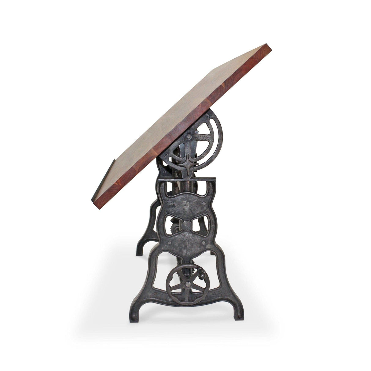 Rustic Deco Shoemaker Drafting Table Desk - Adjustable Height Iron Base - Tilt Top Rustic Deco