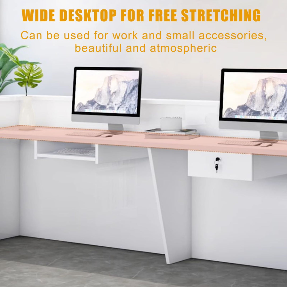 Reception Desk with Counter, Front Desk Receptionist Counter with Lockable Drawer & Cabinet & Keyboard Tray & Cable Grommet, Retail Checkout for Office, SOHO, Shop, Salon (White,63inch-Left) Generic