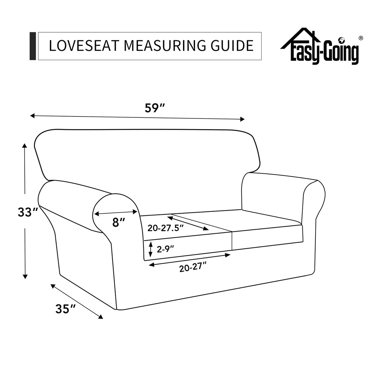 Easy-Going 3 Pieces Stretch Soft Couch Cover for Dogs - Washable Sofa Slipcover for 2 Separate Cushion Couch - Elastic Furniture Protector for Pets, Kids (Loveseat, Ivory) Easy-Going