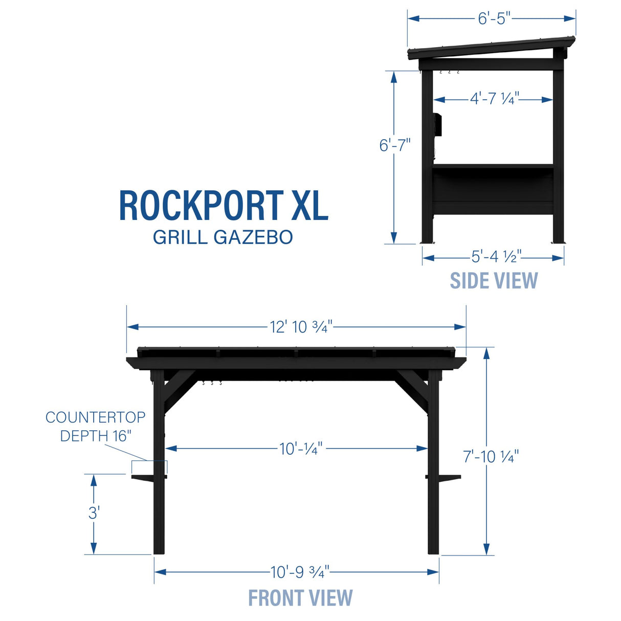 Backyard Discovery Rockport XL 12' x 6' Galvanized Steel BBQ Grill Gazebo Pavilion with Hardtop Steel Roof, Bar Tops, Powerport, Snow Support, Wind Resistance, Cook Station for Outdoor Patio or Deck Backyard Discovery