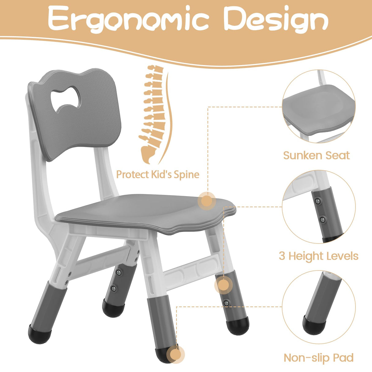 Kids Table and Chair Set, Height Adjustable Toddler Table and 4 Chairs Set for Ages 2-10, Graffiti Desktop, Non-Slip Legs, Arts & Crafts Table, Children Activity Table for Daycare Classroom Home GAOMON