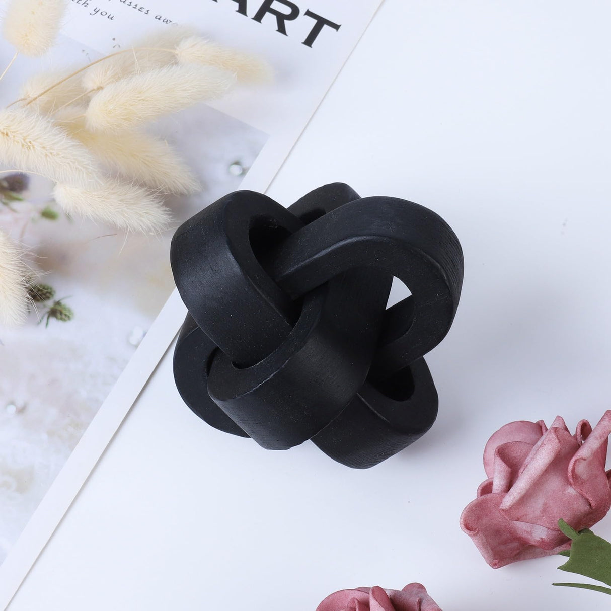 Wood Knot Decor Coffee Table Decor Shelf Decor Table Books Hand Carved Home Decoration Boho Farmhouse Rustic Modern Chain Link Decor Shabby Chic Bookshelf Decor 3 Link Wooden Knot Lifeuping